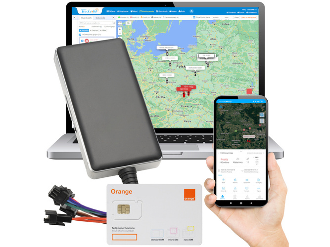 Lokalizator GPS 2G, do auta, odcięcie zapłonu (GT06N) + Karta Orange + Serwis Tracksolid Pro na 10 lat