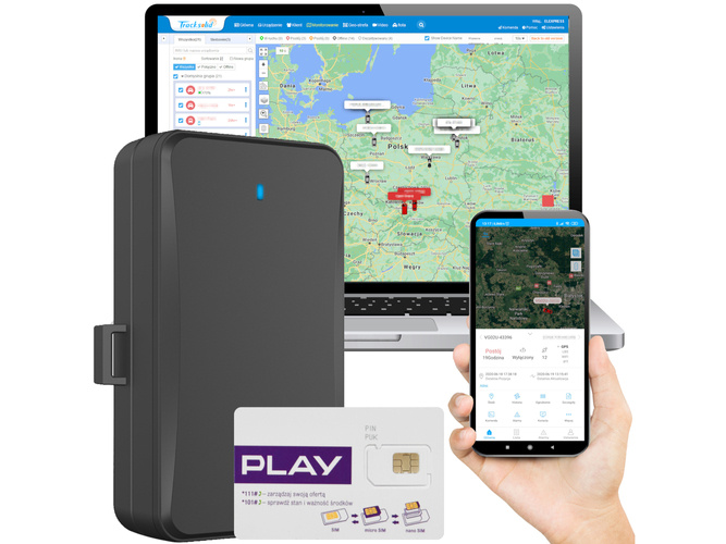 Lokalizator GPS bateryjny 10000mAh 4G + karta Play + dostęp do Tracksolid Pro na 10 lat